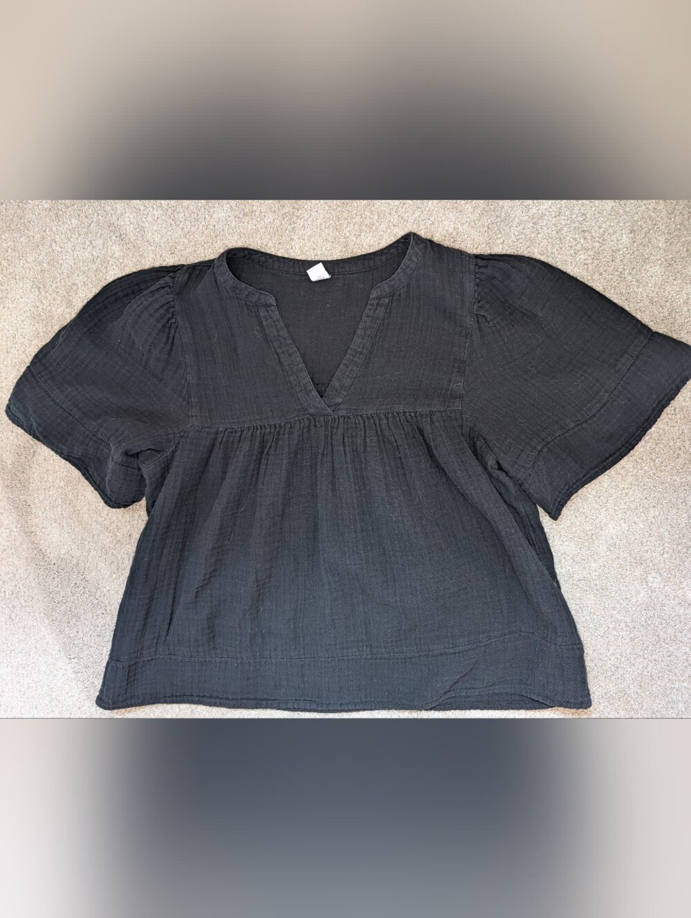 Black Women’s V-Neck Babydoll Top - Old Navy